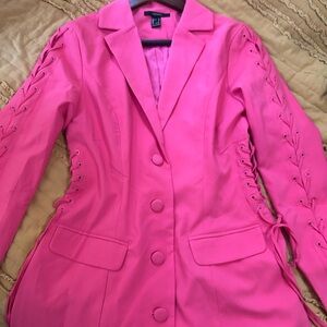 Pink Blazer with Lace-Up Detail